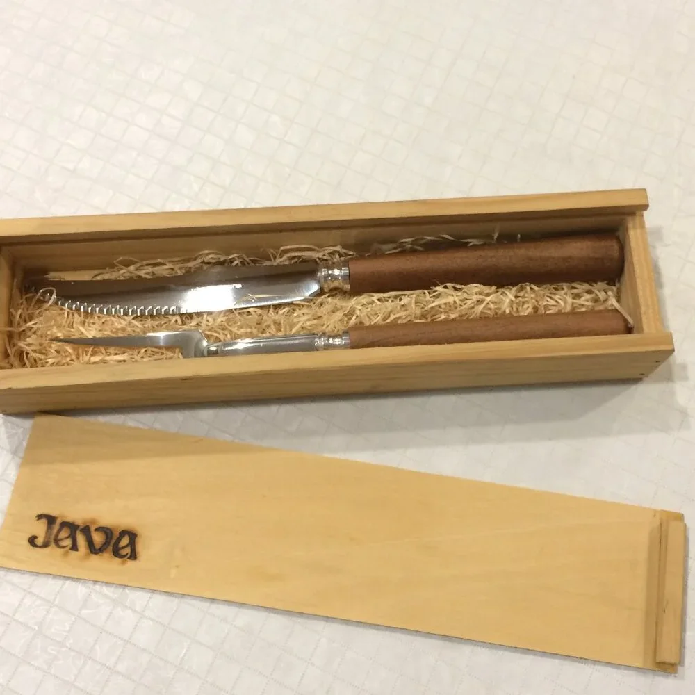 Carving Knife and Fork in Wood Box Set. Great for the grill and BBQ
